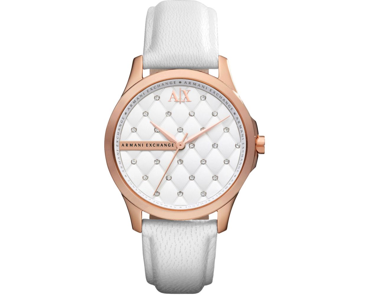 Armani Exchange White Leather Rosegold Case Women's Watch - AX5205